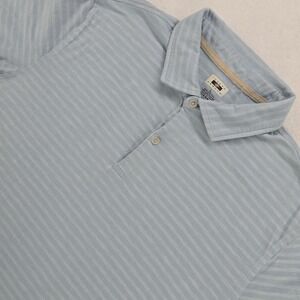 Joseph Abboud‎ Mens Polo Shirt Size L Modern Fit Light Blue Striped Short Sleeve